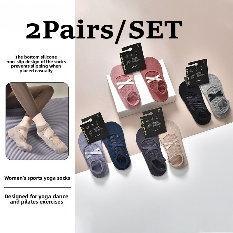 Pilates Yoga Kit - 2 пары дышащих хлопковых носков для